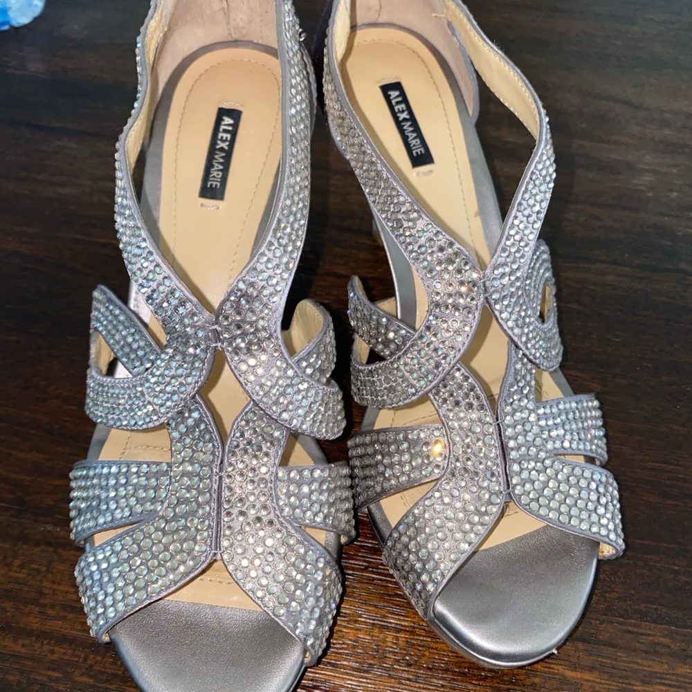 Grey Alex Marie heels with crystals